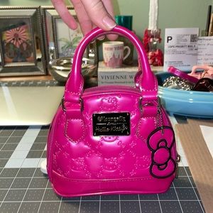 hello, Kitty loves loungefly, mini patent faux leather pink purse